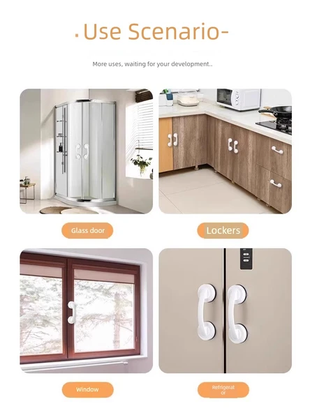 Cam Kayar Kapılar için Deliksiz Vakumlu Kapı Kolu - Siyah Büyük - Resim 6