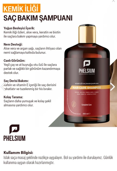 Hekim Phelsium dökülme karşıtı kemik ilikli Bakım Şampuanı 500 ml - 2