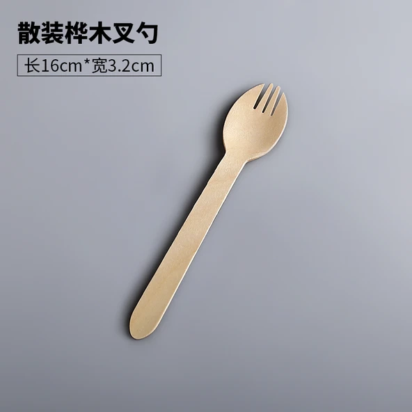 16cm Ahşap Çatal Kaşık Toplu