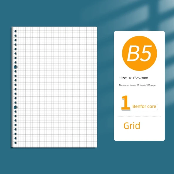 26 Delikli Yenilenebilir Yaprak Defter - B5 Kareli 60 Sayfa - Resim 1