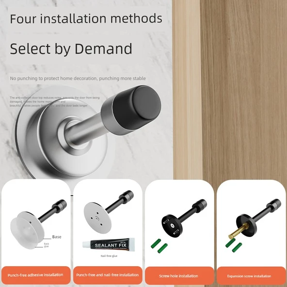 Deliksiz Paslanmaz Çelik Kapı Durdurucu - 120mm Tel Çizim - 3