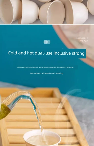 Tek Kullanımlık Pirinç Kabuğu Kung Fu Çay Fincanı - Krem Beyaz - 150 Adet - Resim 12