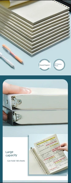 26 Delikli Yenilenebilir Yaprak Defter - B5 Kareli 60 Sayfa - Resim 9