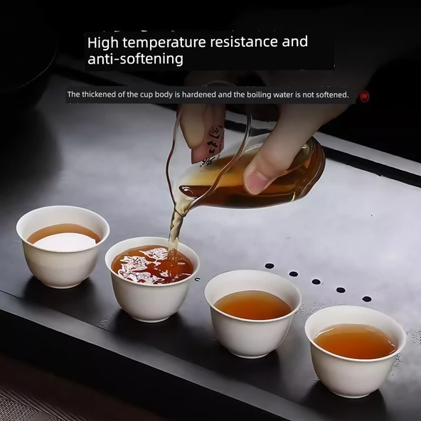 Tek Kullanımlık Pirinç Kabuğu Kung Fu Çay Fincanı - Krem Beyaz - 150 Adet - Resim 4