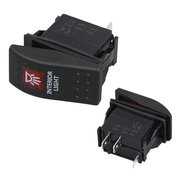 PowerMaster ﻿İç Aydınlatma Lambası Sembollü Işıklı 3 Pinli On-Off 12-24V Marin Switch