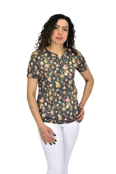 Kadın Kısa Kol Baskılı Bluz BGL-ST04698 - Resim 2