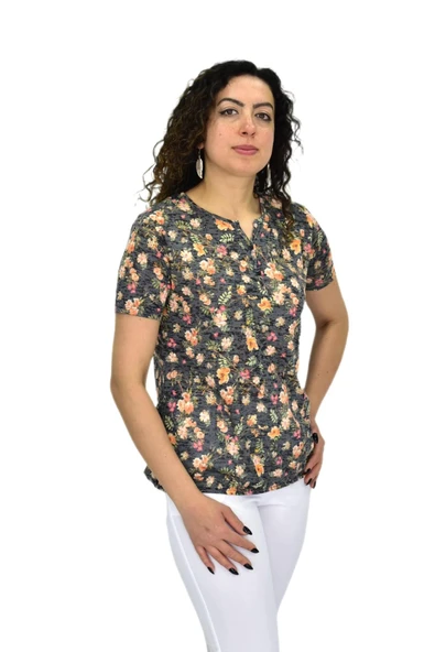 Kadın Kısa Kol Baskılı Bluz BGL-ST04698 - Resim 4