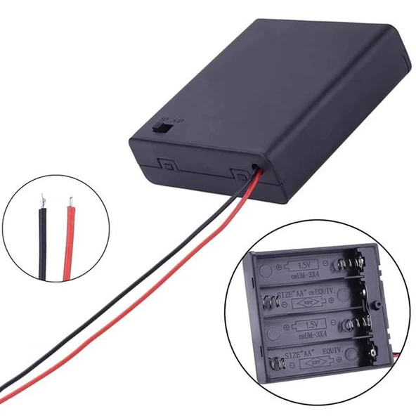 Powermaster  4'lü AA Kapaklı Switch'li Pil Yuvası (IC-233F) - Resim 3