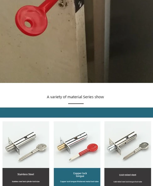 Kolay Kurulum Boru Kuyu Kilidi - Altı Kenarlı Kırmızı Saplı Anahtar (54mm Uzun)/1 - 10