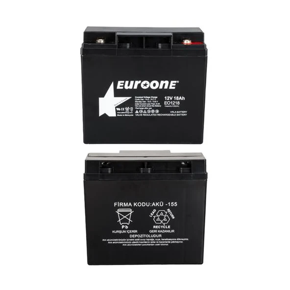 Euroone EO1218 12 Volt 18 Amper Bakımsız Kuru AGM Akü - Resim 2