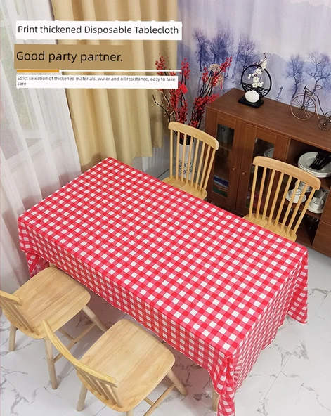 Tek Kullanımlık Kareli Masa Örtüsü - 1.6m x 1.6m Kırmızı - 10 Adet - 6