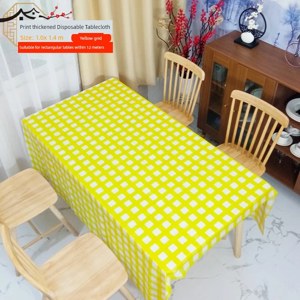 Tek Kullanımlık Kareli Masa Örtüsü - 1.0x1.4m Sarı - 10 Adet