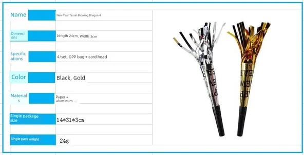 Parti Patlatıcı - Yeni Yıl Püsküllü Ejderha 4'lü Paket - Resim 7