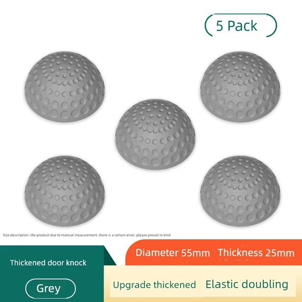 Kalınlaştırılmış Silikon Çarpışma Önleyici Kapı Sticker Ped - 5 Paket Süper Kalın Gri