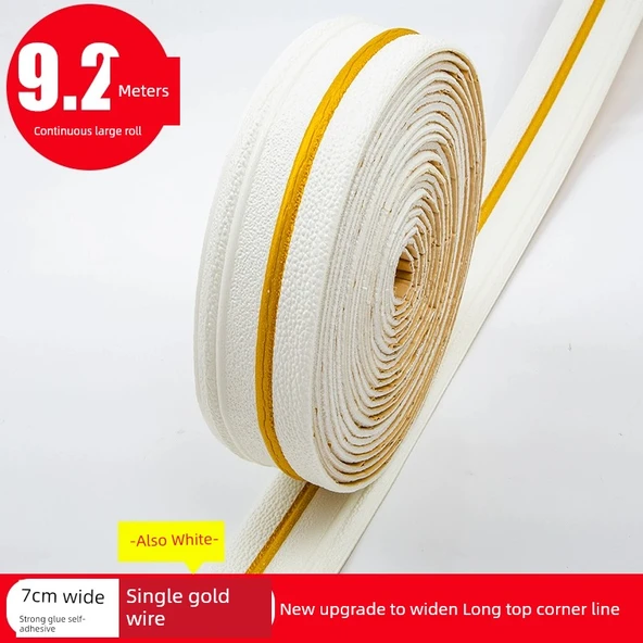 XPE Köpük 3D Duvar Trim Çizgisi - 9.2m Beyaz Tek Altın Çizgi 7cm