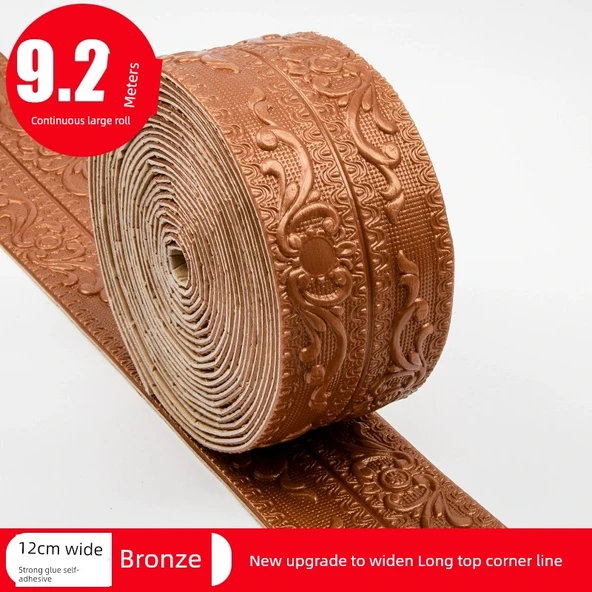 XPE Köpük 3D Duvar Trim Çizgisi - 9.2m Bronz Korna 12cm
