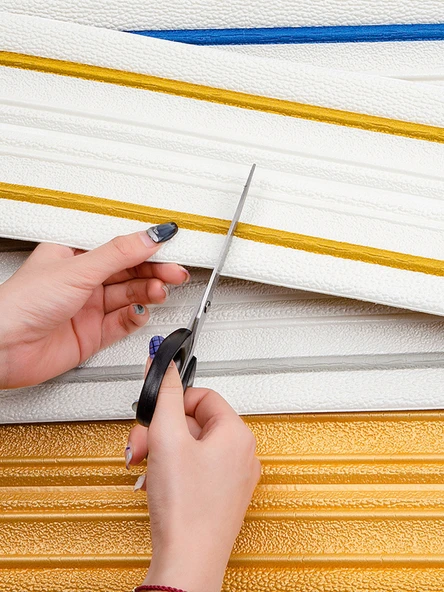 XPE Köpük 3D Duvar Trim Çizgisi - 9.2m Gümüş Gri Korna 12cm - 4