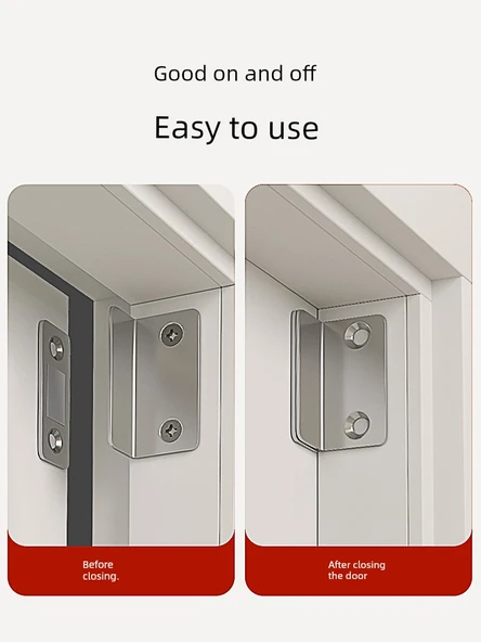 Paslanmaz Çelik Magnetik Kapı Kilidi - Dikişsiz/İkinci Nesil Güçlü Magnetik Emme-Sade Siyah 5 Paket - 35-50mm - 2