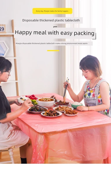 Tek Kullanımlık Masa Örtüsü - Kırmızı - Ekstra Büyük 2 m x 2 m - 7 Paket 56 Adet - 5