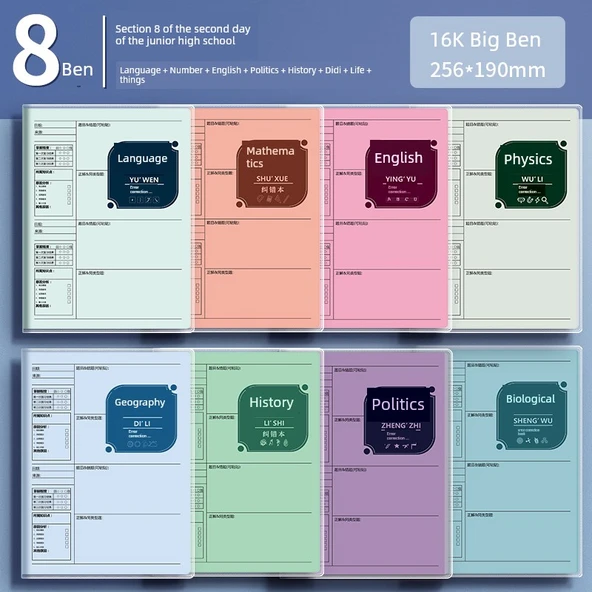 B5 Düzeltme Defteri - 8. Sınıf (Dil, Matematik, İngilizce, Siyaset, Tarih)
