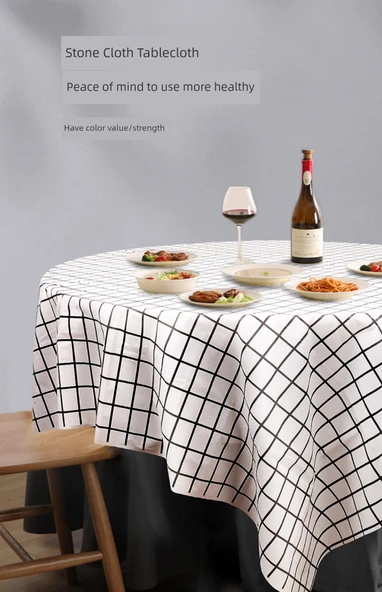 Tek Kullanımlık Su Geçirmez Masa Örtüsü - Siyah Beyaz Kare 1.2x2.0 Metre - 10 Adet - 9