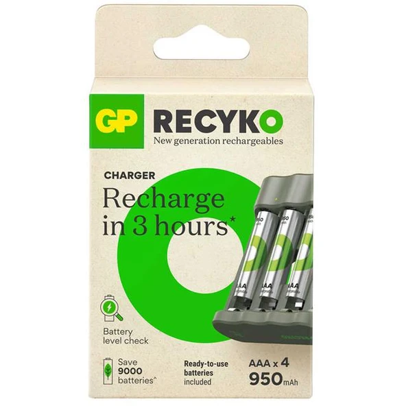 Gp Recyko B441 4*950 mAh R03 AAA Pilli Şarj Cihazı (100HCER21-2GTLB4) - 2