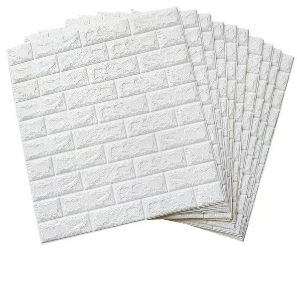 3D Tuğla Desenli Köpük Duvar Paneli - Kahverengi 60cm x 60cm x 8mm - 6