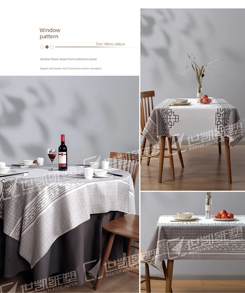 Su Geçirmez Yağ Geçirmez Tek Kullanımlık Masa Örtüsü - Pencere Deseni 1.2*1.8 m - 10 Adet (Model 1) - 10