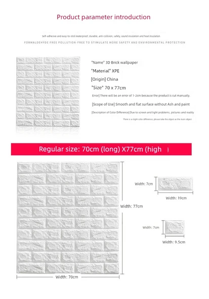 3D Tuğla Desenli Köpük Duvar Paneli - Zümrüt Yeşil Şık 70cm x 77cm x 8mm - 12