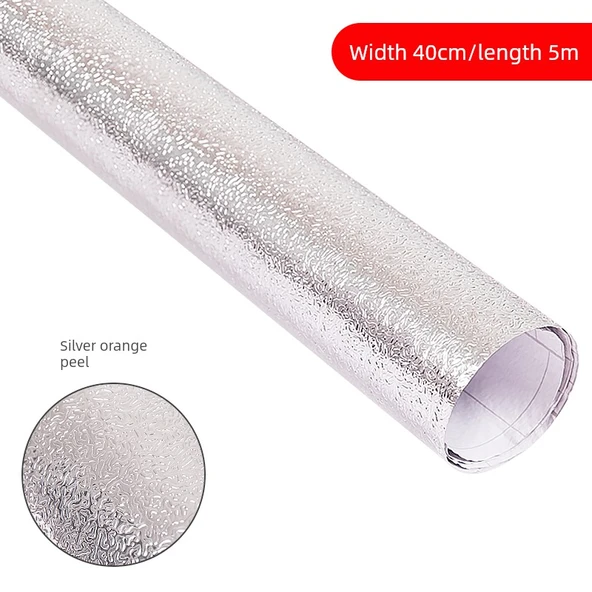 Yapışkan Mutfak Alüminyum Folyo Kağıdı - Gümüş Portakal Kabuğu - 40cm x 5m