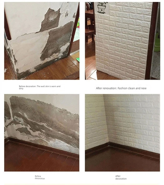 3D Tuğla Desenli Köpük Duvar Paneli - Şarap Kırmızı Şık 70cm x 77cm x 8mm - (Model 2) - 10