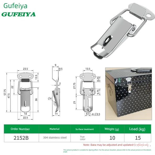 304 Paslanmaz Çelik Yaylı Kanca Kilidi - 2152B Küçük Boy - Kilitli