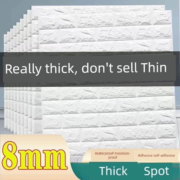 3D Tuğla Desenli Köpük Duvar Paneli - Kahverengi 60cm x 60cm x 8mm - 2