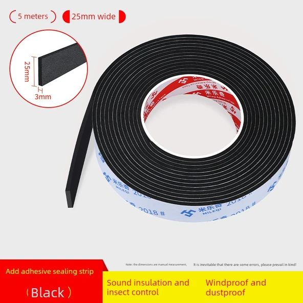Kapı Sızdırmazlık Şeridi - 25mm Genişlik - 5m Uzunluk - 3mm Kalınlık
