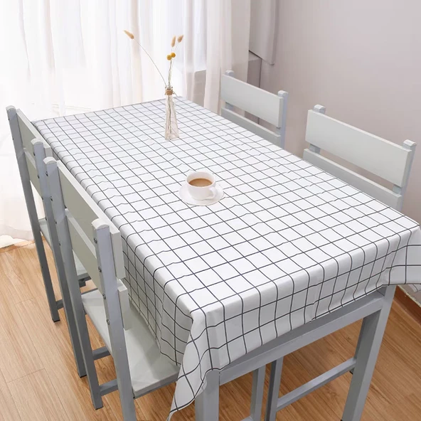 Desenli Tek Kullanımlık Masa Örtüsü - Siyah Beyaz 1.2 m x 2.2 m - 10 Adet
