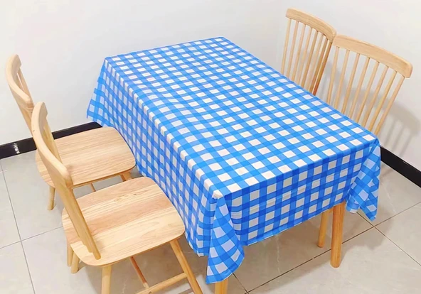 Desenli Tek Kullanımlık Masa Örtüsü - Mavi Beyaz 1.2 m x 1.2 m - 10 Adet