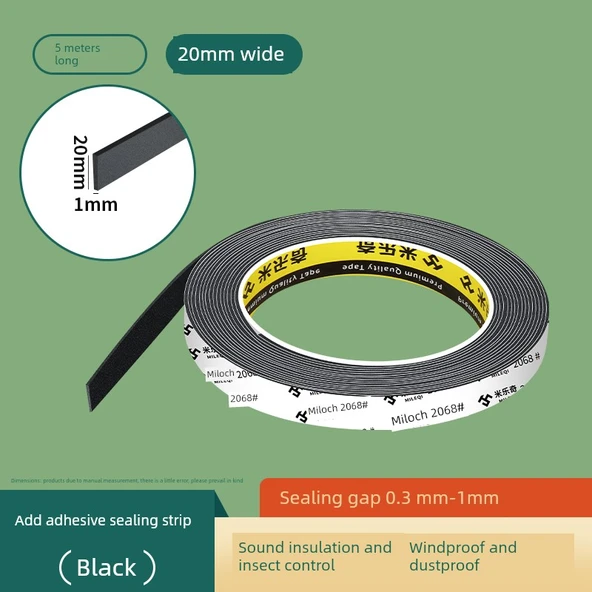 Kapı Kenarı Ses Yalıtım Bandı - 20mm Genişlik x 5m Uzunluk [1mm Kalınlık]