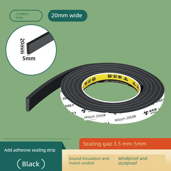 Kapı Kenarı Ses Yalıtım Bandı - 20mm Genişlik x 2m Uzunluk [5mm Kalınlık]