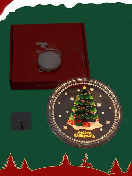 3D Boyama Noel Baba Süsleme - Pil ve Askı Dahil - 5