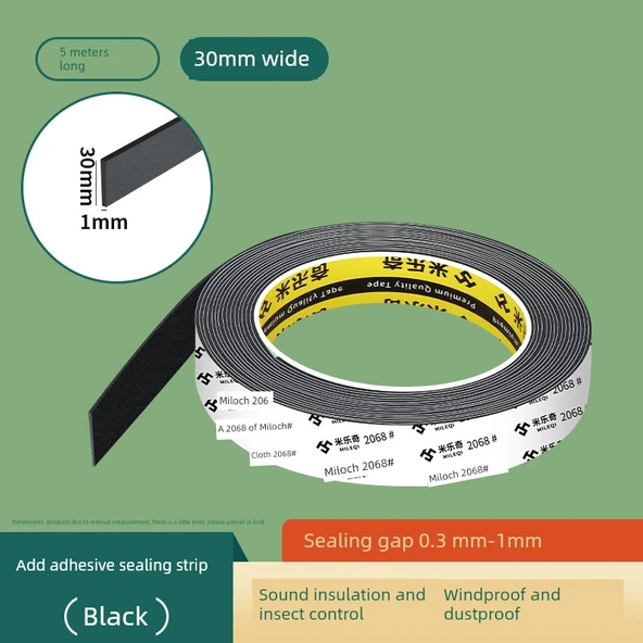 Kapı Kenarı Ses Yalıtım Bandı - 30mm Genişlik x 5m Uzunluk [1mm Kalınlık]