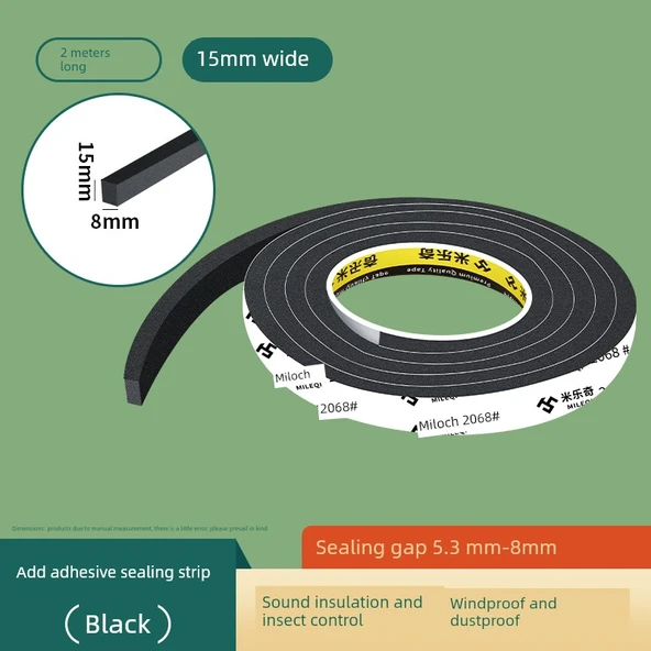 Kapı Kenarı Ses Yalıtım Bandı - 15mm Genişlik x 2m Uzunluk [8mm Kalınlık]