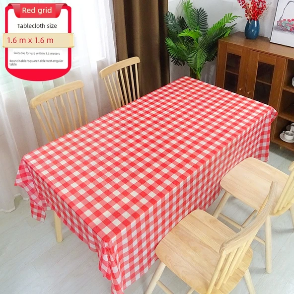 Tek Kullanımlık Masa Örtüsü - 1.6m x 1.6m - Kırmızı Kare - 10 Adet