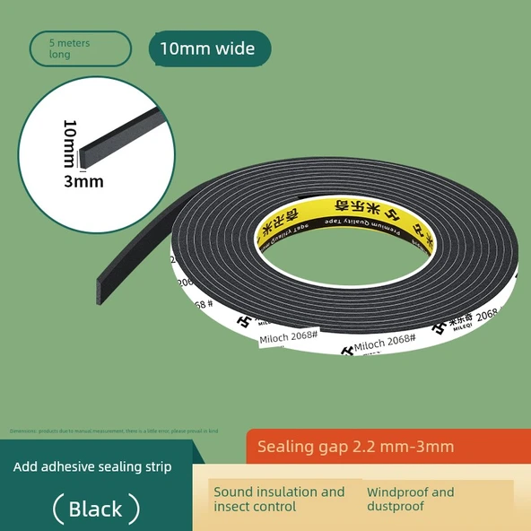 Kapı Kenarı Ses Yalıtım Bandı - 10mm Genişlik x 5m Uzunluk [3mm Kalınlık]