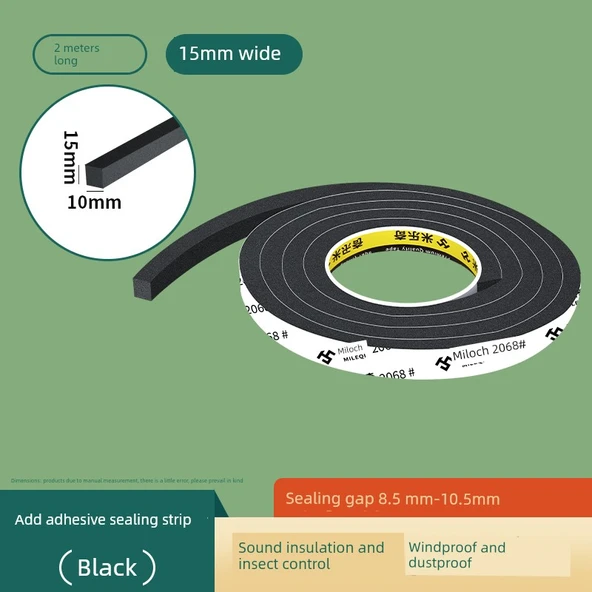 Kapı Kenarı Ses Yalıtım Bandı - 15mm Genişlik x 2m Uzunluk [10mm Kalınlık]