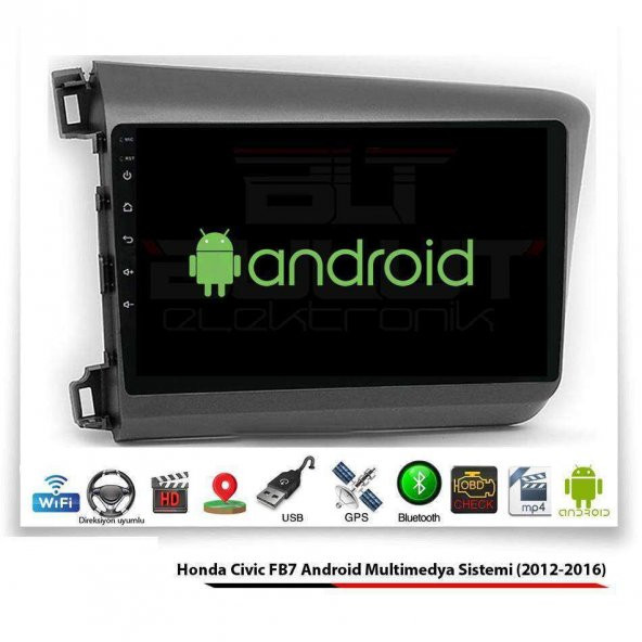 Honda Civic FB7 Android Multimedya Sistemi (2012-2016) 2 GB Ram 16 GB Hafıza 8 Çekirdek Necvox Evervox BRC - 2