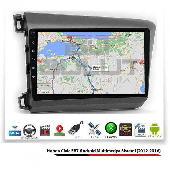 Honda Civic FB7 Android Multimedya Sistemi (2012-2016) 2 GB Ram 16 GB Hafıza 8 Çekirdek Necvox Evervox BRC - 5
