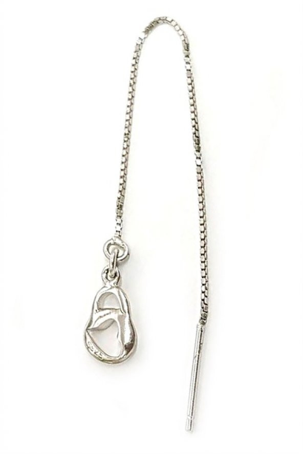 Kilit Figürlü İtalyan Tasarımı Gümüş Zincir Tek Küpe ürün görseli