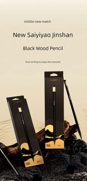 Siyah Altın Ahşap Kurşun Kalem HB - 10 Adet + Kalemtraş - Resim 7