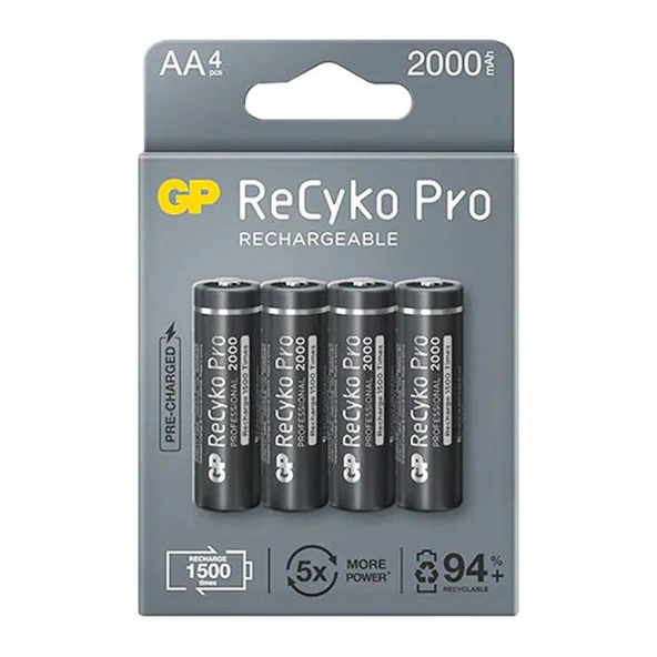 Gp Recyko Pro AA 2000 Mah Şarjlı 4'lü Pil ürün görseli