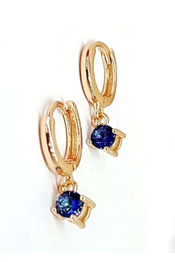 Blue Mistik Topaz Taşlı Gümüş Rose Küpe ürün görseli